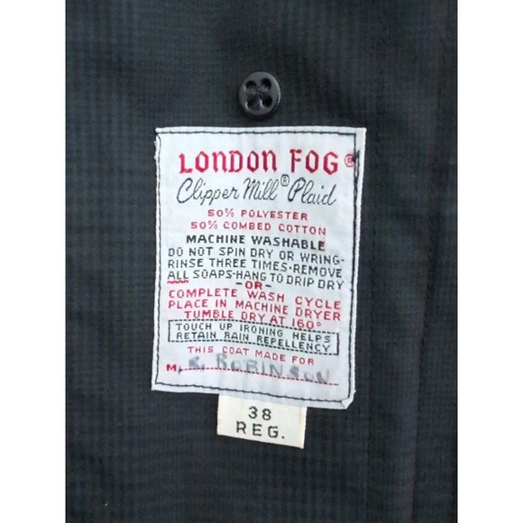 VTG London Fog Clipper Mill Plaid Placket Front Trench Coat 38R Alpaca Mohair - Picture 10 of 11